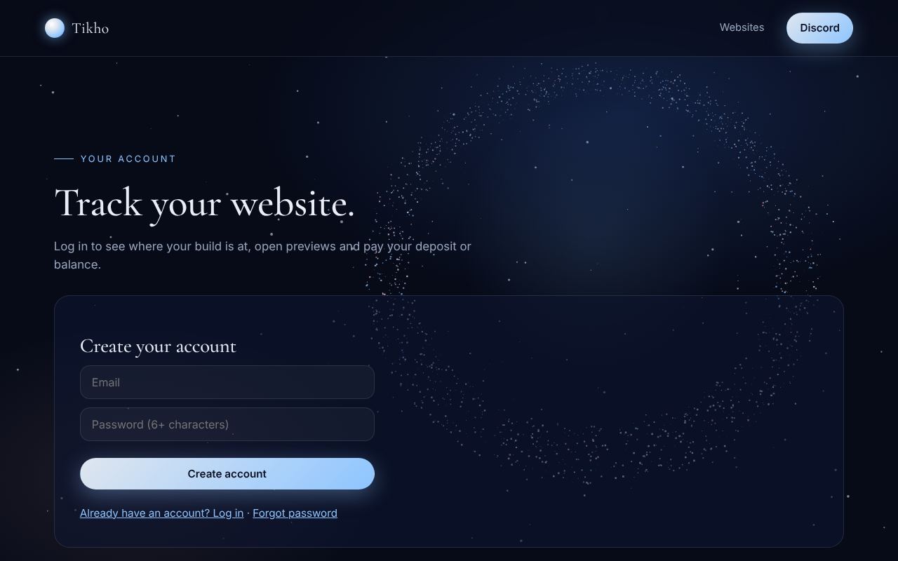 Tikho customer account page